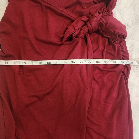 Tie-Waist Midi Skirt in Deep Berry Red - Picture 9 of 9